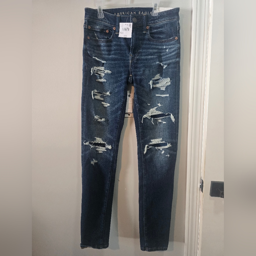 New American Eagle Outfitters Blue Skinny Jeans Distressed